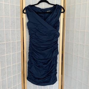 Navy Blue Ruched Dress